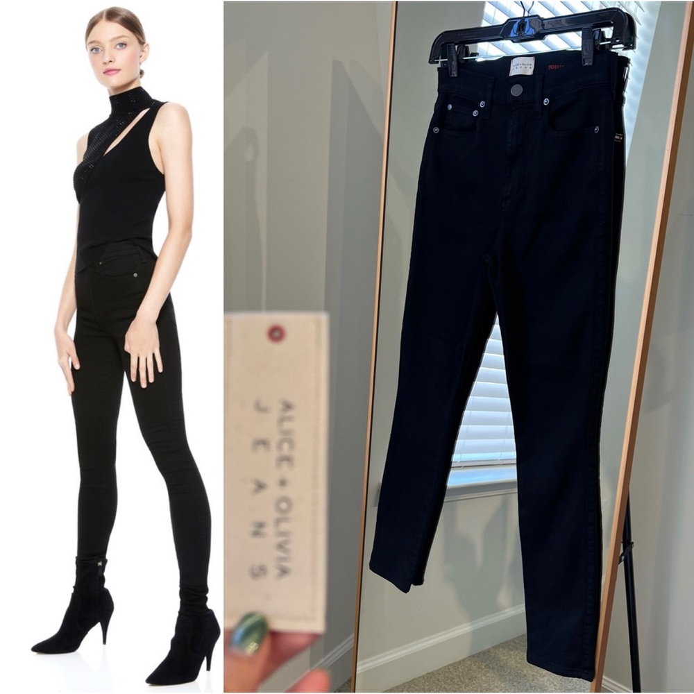 NWOT🔖Alice Olivia Good High Rise Skinny Jeans Black Ankle